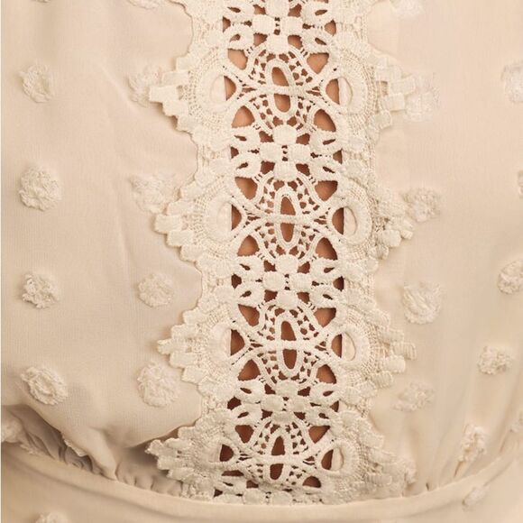 Lulus Lust or Love Cream Embroidered Lace Long Sleeve Dress Women’s Size Small - Picture 4 of 16